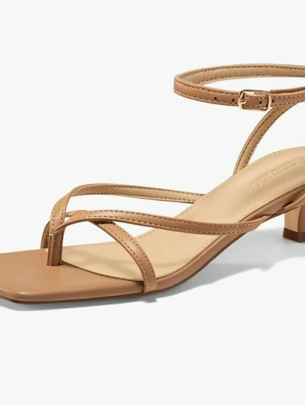 Coutgo Women's Square-Toe Strappy Sandals in Camel NEW in Box size 7